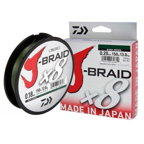 Daiwa - J-Braid X8 0,16mm 150m Dark Green