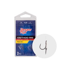   Benzar Method Kötött Horog Monofil Zsinóron 8-as Barbless 10mm Csalitüskével 2db/cs