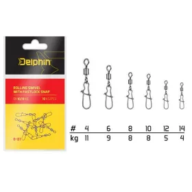 Delphin - Rolling Swivel With Fastlock Snap Bn/12 (-30)