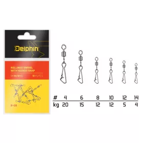 Delphin - Rollings Swivel With Hooked Snap 8-as (-30)
