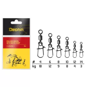   Delphin - Rolling Swivel With Micro Snap 12-es 4kg 10 Db/Cs (-30)