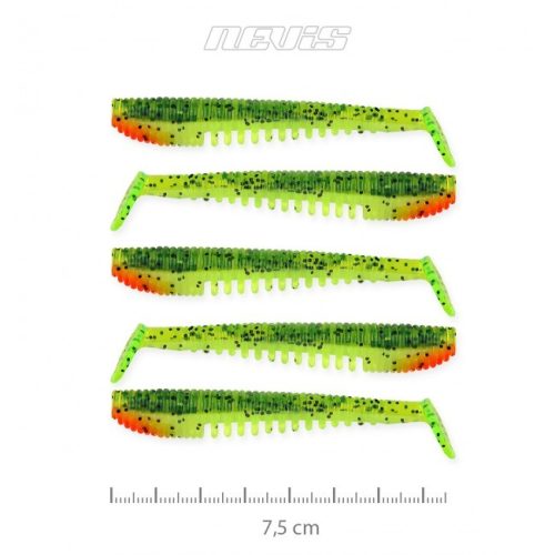 Nevis - Impulse Shad 7.5cm Zöld-Narancs Flitter 5db/cs