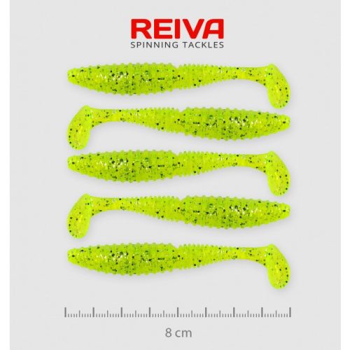 Reiva - Zander Power Shad 8cm Fluo Zöld Flitter II. 5db/cs