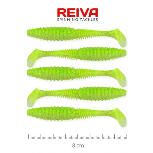 Reiva - Zander Power Shad 8cm Fluo Zöld Flitter I. 5db/cs