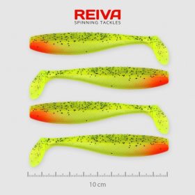Reiva - Flat Minnow Shad 10cm Zöld-Piros Flitter 4db/cs