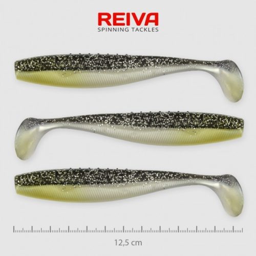 Reiva - Flat Minnow Shad 12,5cm Fekete-Ezüst Flitter 3db/cs