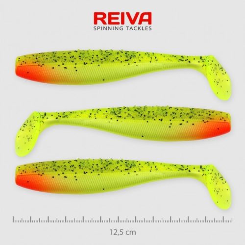 Reiva - Flat Minnow Shad 12,5cm Zöld-Piros Flitter 3db/cs