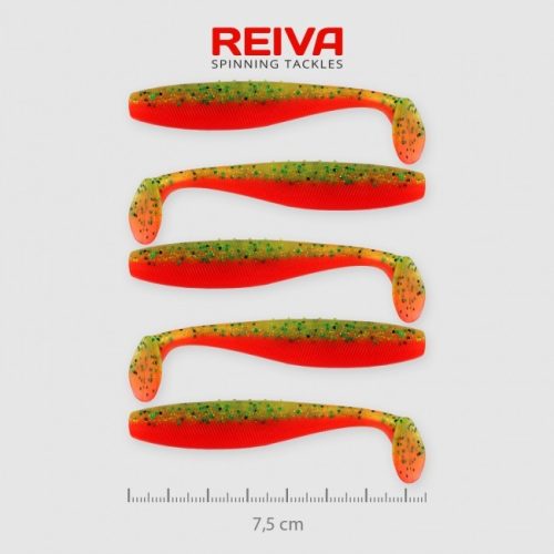 Reiva - Flat Minnow shad 7,5cm 5db/cs /sárga-narancs-flitter/
