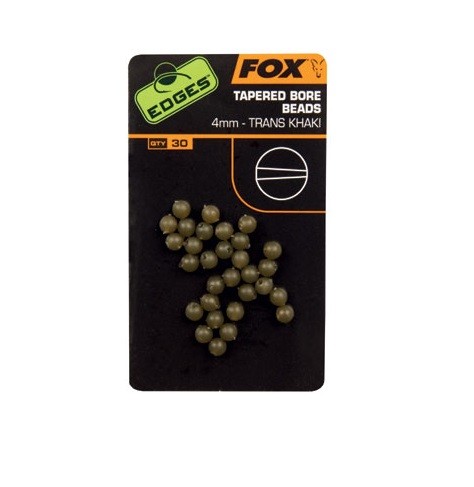 Fox - Edges Tapered Bore Beads 4mm Trans Khaki (-30)