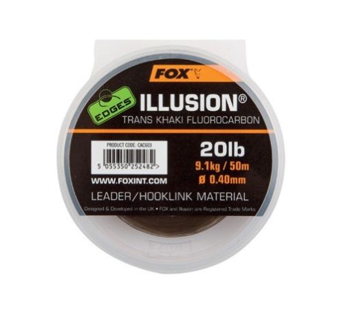 Fox - Edges Illusion Flurocarbon Leader 50m 0.40mm 20Lbs Trans Khaki