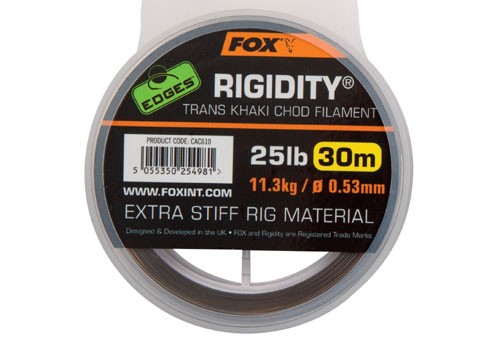 Fox - Edges Rigidity Chod Filament 0.53mm 25lb 30m Trans Khaki