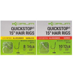   Korum - 15" Big Fish Hair Rigs W/Quickstops 14-es Barbed 8 db/cs (-30)