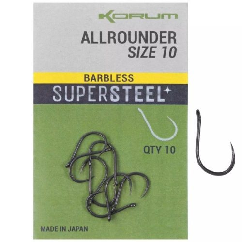 Korum - All Rounder Horog 12-es Barbless 10 db/cs