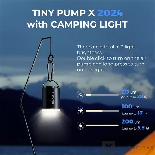 Flextail - Tiny Pump X Kompakt 3 az 1-ben Tölthető Kempingpumpa Fekete